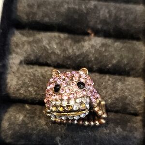 Pink and Gold Rhinestone Animal Ring